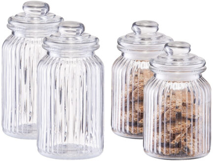 Zeller Set 4x keuken voedsel opslag voorraad glas in 2 formaten