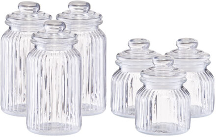 Zeller Set 6x keuken voedsel opslag voorraad glas in 2 formaten