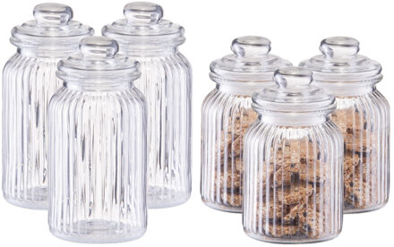 Zeller Set 6x keuken voedsel opslag voorraad glas in 2 formaten