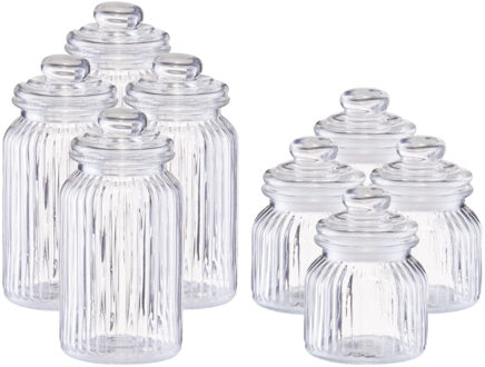 Zeller Set 8x keuken voedsel opslag voorraad glas in 2 formaten