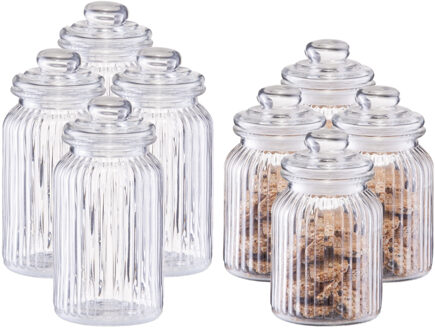 Zeller Set 8x keuken voedsel opslag voorraad glas in 2 formaten