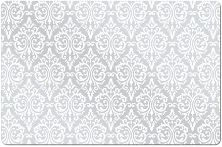 Zeller Set van 1x stuks rechthoekige placemats met witte barok print 43,5 x 28,5 cm - Placemats