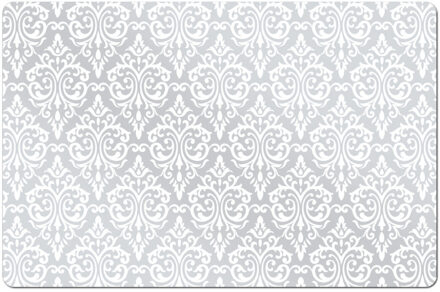 Zeller Set van 1x stuks rechthoekige placemats met witte barok print 43,5 x 28,5 cm