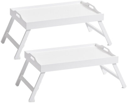 Zeller Set van 2x stuks dienbladen/serveerbladen wit op poten mdf hout 56 x 35 cm