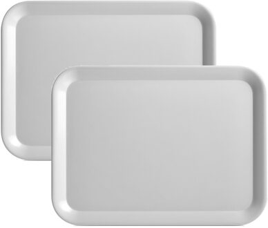 Zeller Set van 2x stuks grijze dienbladen rechthoek melamine 43 x 32 cm