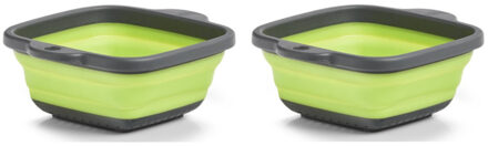 Zeller Set van 2x stuks opvouwbare vergieten/zeven grijs/groen 21,9 cm