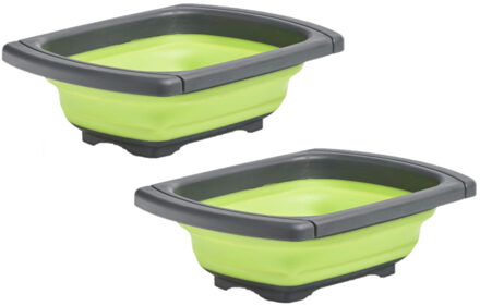 Zeller Set van 2x stuks opvouwbare vergieten/zeven grijs/groen 44 x 29 cm