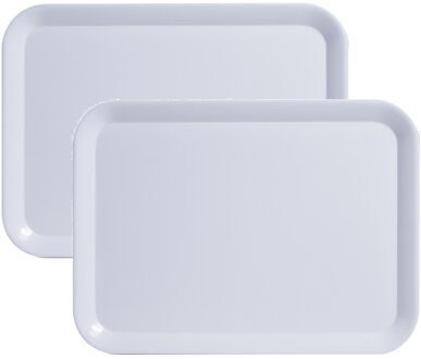 Zeller Set van 2x stuks witte dienbladen rechthoek melamine 44 x 32 cm - Keukenbenodigdheden - Dranken serveren