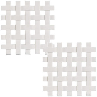 Zeller Set van 2x stuks witte pannenonderzetters gevlochten siliconen 17 x 17 cm