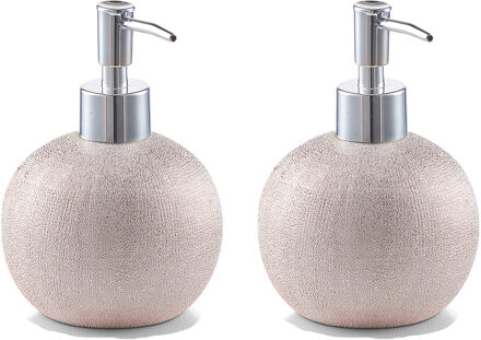 Zeller Set van 2x Zeeppompje/dispenser keramiek - rose glitter - 10 x 14 cm