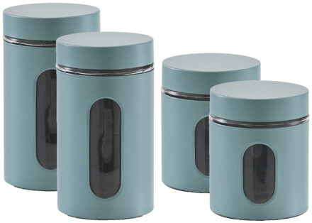 Zeller Set van 4x keuken voedsel opslag voorraadpotten groen in 2 formaten