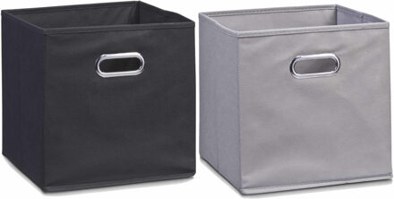 Zeller Set van 6x stuks opbergmanden/kastmanden 32 x 32 cm zwart en grijs - Van beide kleuren 3x stuks
