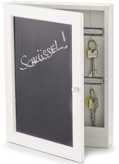 Zeller Sleutelkastje - wit - hout - met krijtbord - 22 x 30 cm