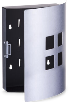 Zeller Sleutelkastje - zwart/zilver - RVS/ gecoat metaal - 22 x 24 cm
