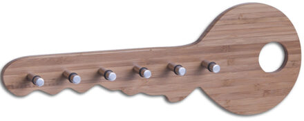Zeller Sleutelrekje Bamboe, Sleutelhanger met 6 Sleutelhouders - 35 x 12,5 cm