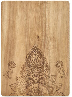 Zeller snijplank - mandala print - hout - rechthoekig - 40 x 29 cm - serveerplanken