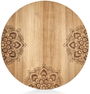 Zeller Snijplank - mandala print - hout - rond - 27 cm - serveerplank