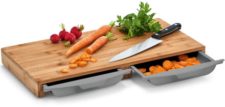 Zeller snijplank - met 2 opvangbakjes - bamboe hout - 50 x 28 cm - serveerplank