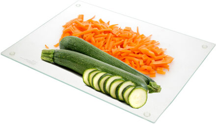 Zeller Snijplank met anti slip siliconen noppen - glas - 30 x 40 cm - serveerplank