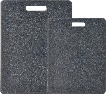 Zeller Snijplankenset 2-delig - kunststof - graniet look - 36 x 27 cm