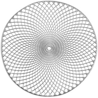 Zeller tafel placemats - 4x - rond - mandala - zilver - 38 cm - onderleggers - diner/ontbijt tafel