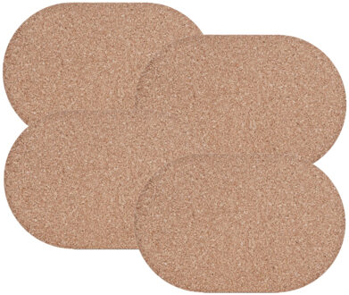 Zeller tafel Placemats - 4x stuks - ovaal - kurk - 44 x 29 cm - met waslaag - onderleggers