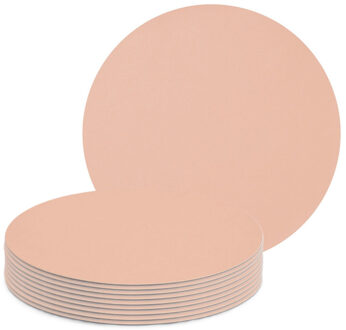 Zeller Tafel Placemats lederlook - 10x - zalm roze - rond - D38 cm - tafel dekken - onderleggers