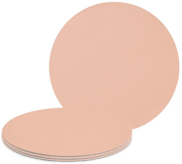 Zeller Tafel Placemats lederlook - 4x - zalm roze - rond - D38 cm - tafel dekken - onderleggers