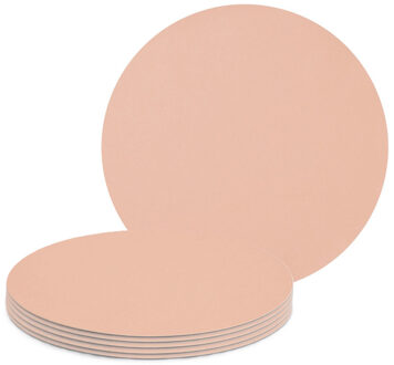 Zeller Tafel Placemats lederlook - 6x - zalm roze - rond - D38 cm - tafel dekken - onderleggers