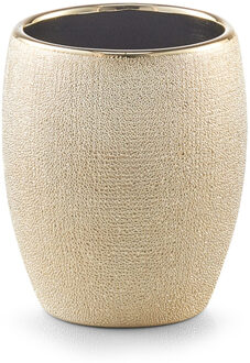 Zeller Tandenborstelhouder - keramiek - goud glitter - D8 x H10 cm - Tandenborstelhouders Goudkleurig