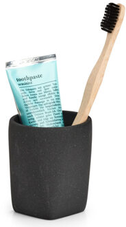 Zeller Tandenborstelhouder - kunststeen - antraciet grijs - 8 x 9 cm