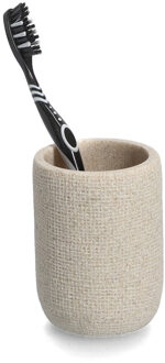 Zeller Tandenborstelhouder - kunststeen - beige - 7 x 10 cm - badkamer