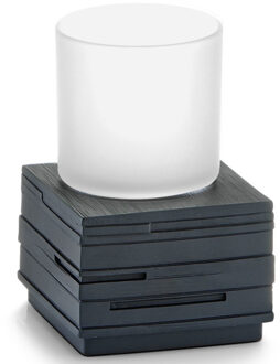 Zeller Tandenborstelhouder - kunststeen - zwart - 8 x 11 cm