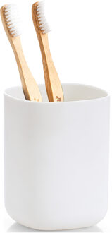 Zeller Tandenborstelhouder - kunststof - wit - D7 x H10 cm - modern design