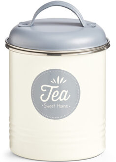 Zeller Thee bewaarblik - metaal - Wit/Grijs - Tea Sweet Home - 2 liter - 11 x 16 cm - opslag blikken