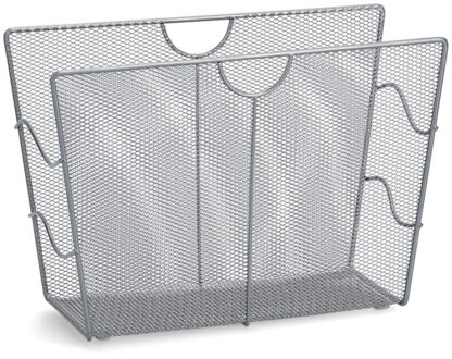 Zeller Tijdschriftenrek/tijdschriftenhouder - zilver - 39 x 27 cm - metaal
