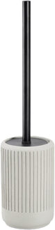 Zeller Toiletborstel in houder - keramiek - lichtgrijs - cement look - rond - 10 x 42 cm