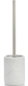 Zeller Toiletborstel met grijze gestreepte houder polyresin 36 cm