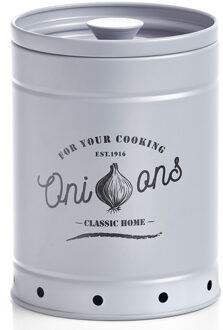 Zeller Uien voorraad/bewaar emmer/blik - rond - grijs - dia 18 cm - Uien emmers