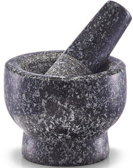 Zeller Vijzel met stamper - graniet - 9 cm - antraciet grijs