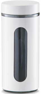 Zeller Voedsel keuken voorrraadpot - metaal - wit - 1200 ml - met venster - blikken/bussen