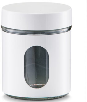 Zeller Voedsel keuken voorrraadpot - metaal - wit - 600 ml - met venster - blikken/bussen