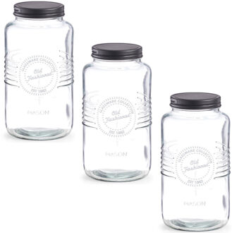 Zeller voedsel voorraadpotten - 5x - Old Fashioned - glas - 12 x 23 cm - bewaarpot - 2 liter