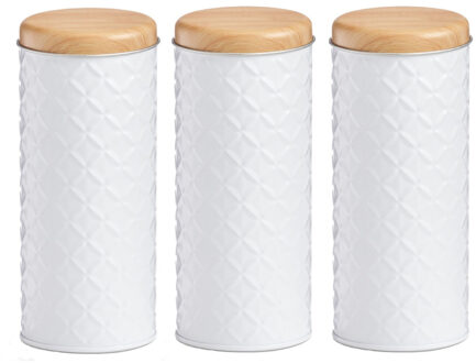 Zeller voorraad/bewaar blik voor koffiepads - 4x - wit - 18 x 7,5 cm - 1 liter - opbergblik