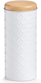 Zeller voorraad/bewaar blik voor koffiepads - wit - 18 x 7,5 cm - 1 liter - opbergblik
