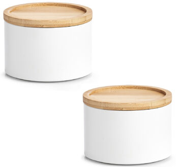 Zeller Voorraad blik - 3x - wit - metaal - 13 x 9,5 cm - 1,6L - snoeptrommels