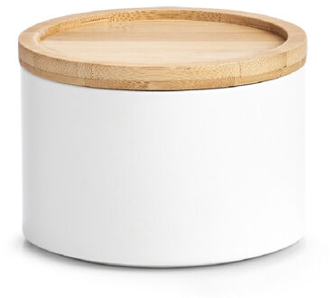 Zeller Voorraad blik - wit - metaal - 13 x 9,5 cm - 1,6L - snoeptrommels