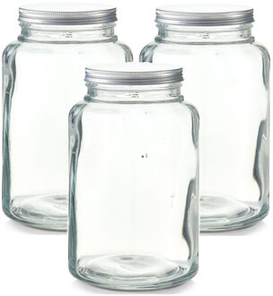 Zeller voorraadpot - 3x - glas - 4,9L - 17 x 28 cm - voorraadpotten - extra groot