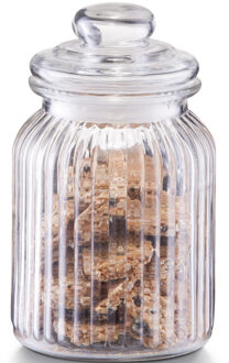 Zeller Voorraadpot - 900 ml - glas - rond - strepen - 11x18,5 cm - bewaarpot
