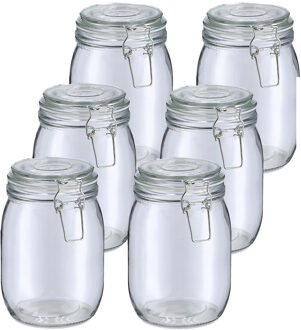 Zeller Voorraadpot/bewaarpot Alfie - 10x - 1L - glas - beugelsluiting - D11 x H17 cm
